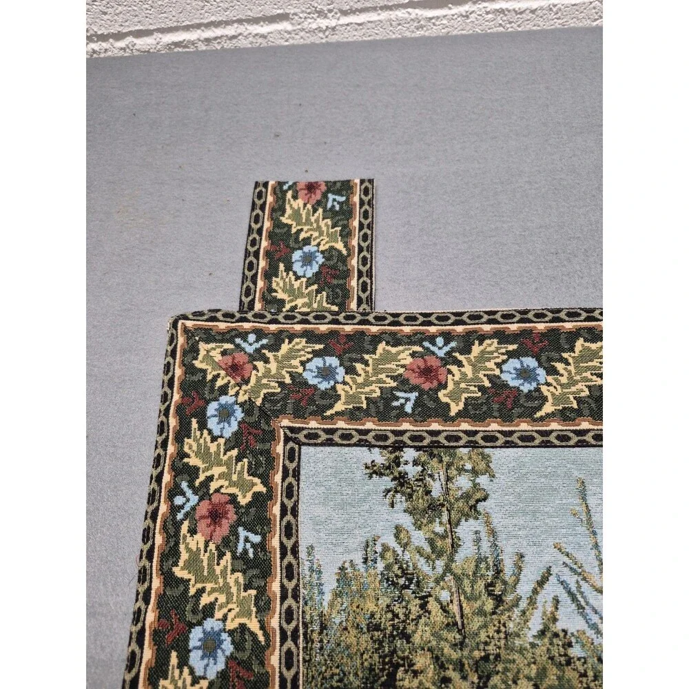 Elegant Rococo Floral Vintage Forest Garden Girl Tapestry Wall Hanging Woven